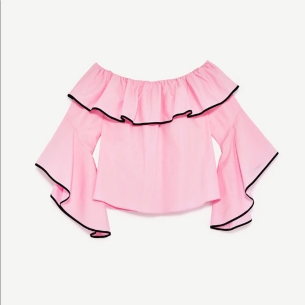 ZARA Pink Off Shoulders Blouse